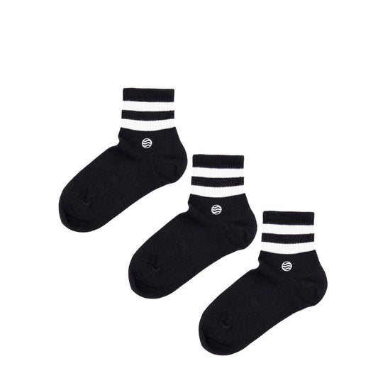 3 paar biologische sneakersokken retro-stijl, zwart - 3-pack korte sokken