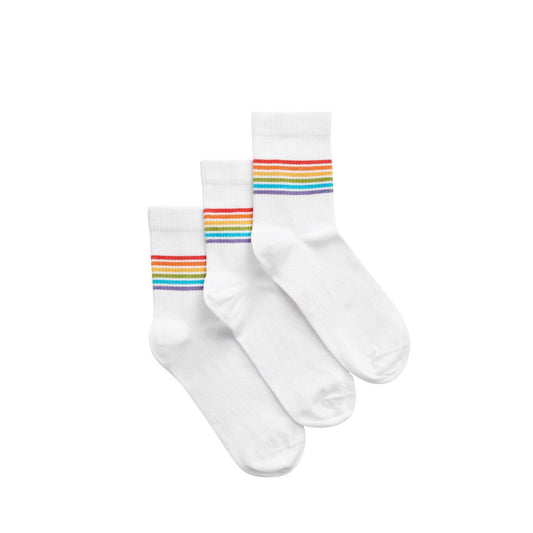 3 paar biologische sneakersokken strepen, wit - 3-pack korte sokken