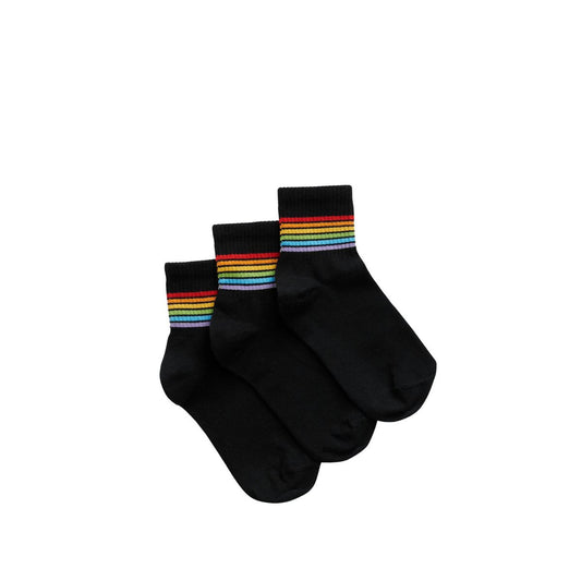 3 paar biologische sneakersokken strepen, zwart - korte sokken