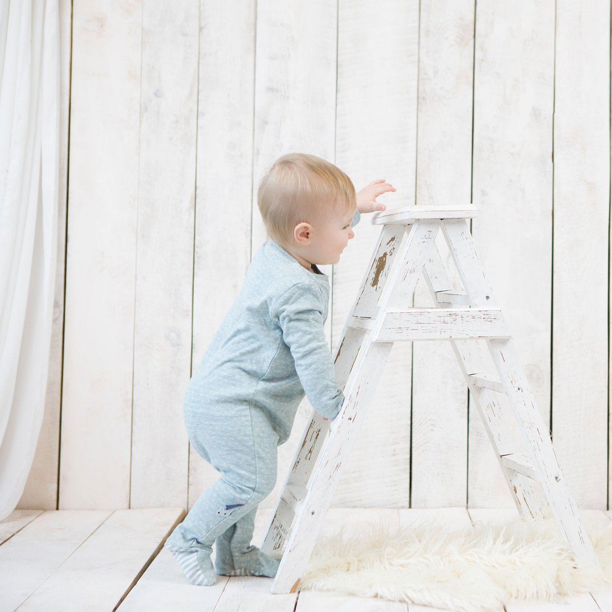 OrganicEra biologische babyslaappak met voetjes, aqua