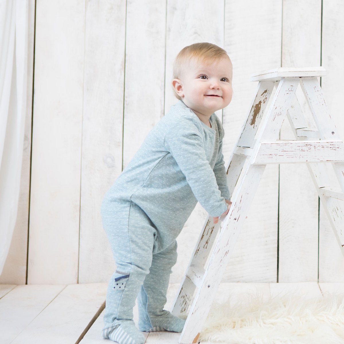 OrganicEra biologische babyslaappak met voetjes, aqua