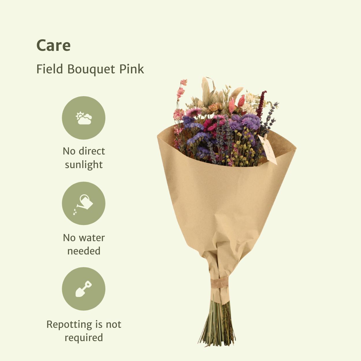 Droogbloemen Veld Boeket Medium - Roze Tinten