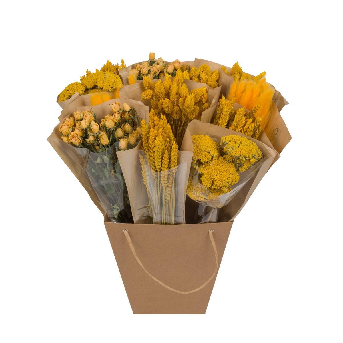 Fleurs séchées - Mix Mono séché - Jaune - ↕50cm
