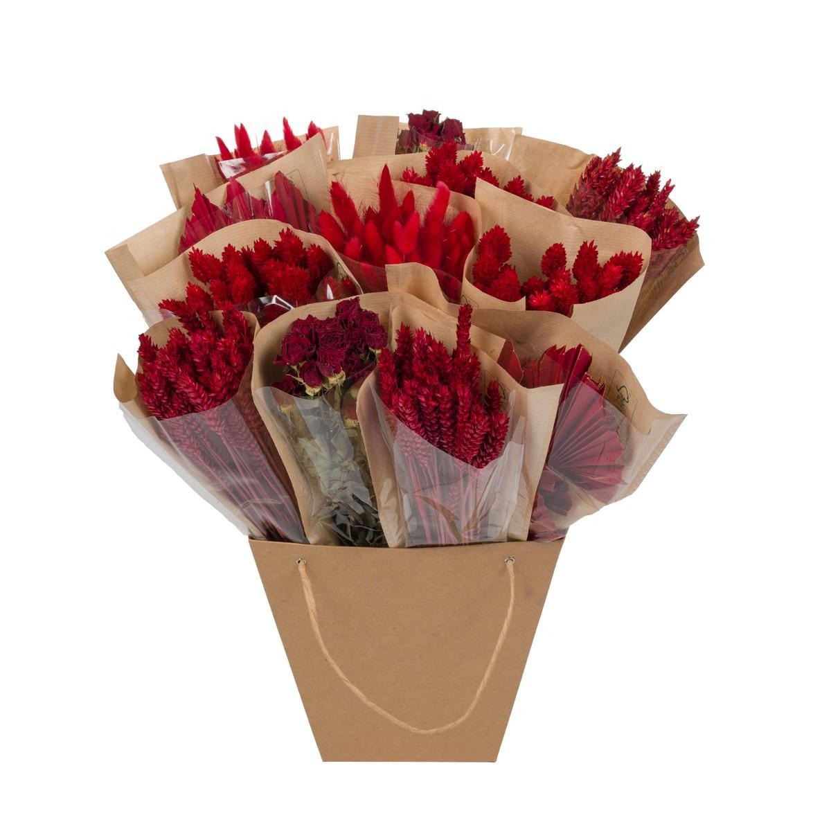 Fleurs séchées - Mix Mono séché - Rouge - ↕50cm