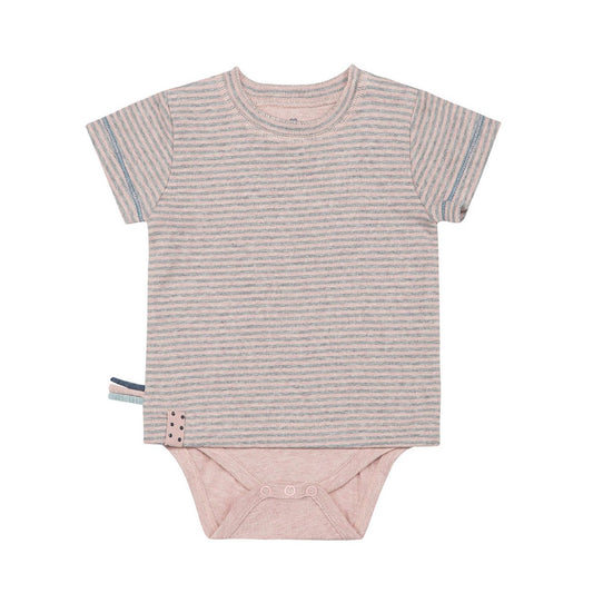 OrganicEra Organic Baby S/S T-shirtbody, roze gestreept