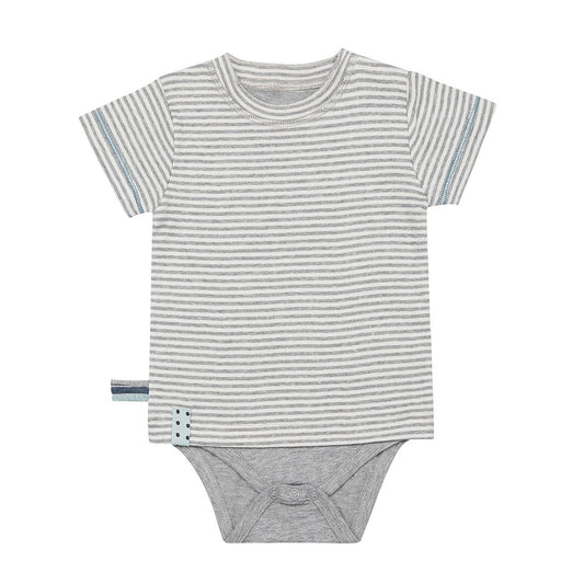 OrganicEra Organic Baby S/S T-shirtbody, grijs gestreept