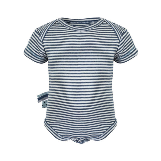 OrganicEra biologische baby-s/s-rompertje, indigo gestreept