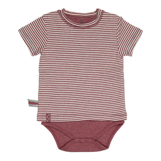 OrganicEra Organic Baby S/S T-shirtbody, bordeaux gestreept